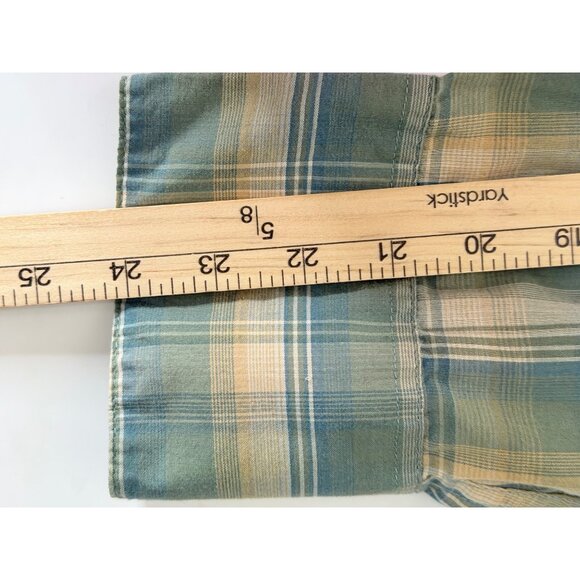 High Noon Western Pearl Snap Long sleeve Button Shirt Mens L Blue Plaid Cowboy - Picture 7 of 9